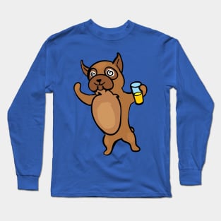 Party dog drinking Long Sleeve T-Shirt